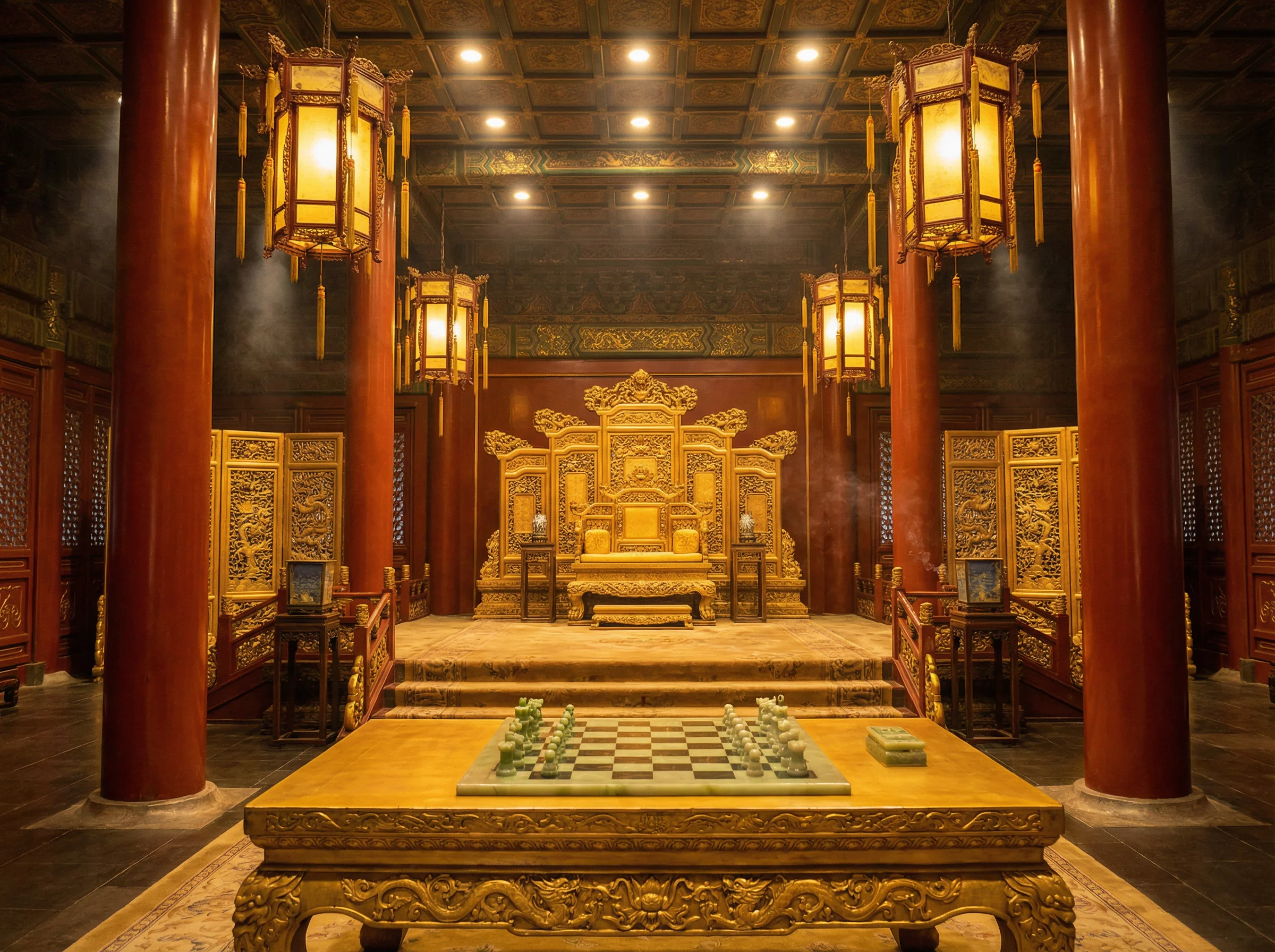 紫禁城金銮殿内景与棋盘 - 斗地主wangzhi 帝王弈道